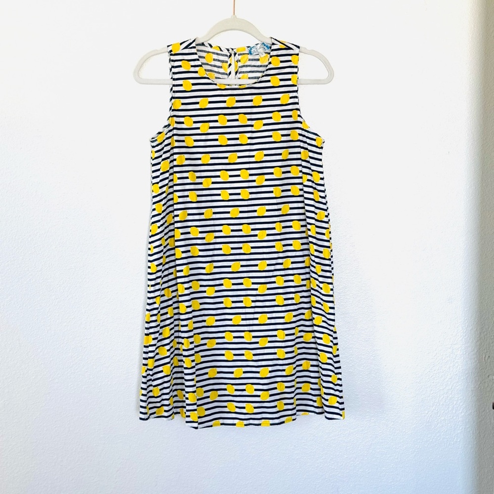 J Gee Lemon Print Sleeveless Shift Sheath Dress A Line 100% Cotton S